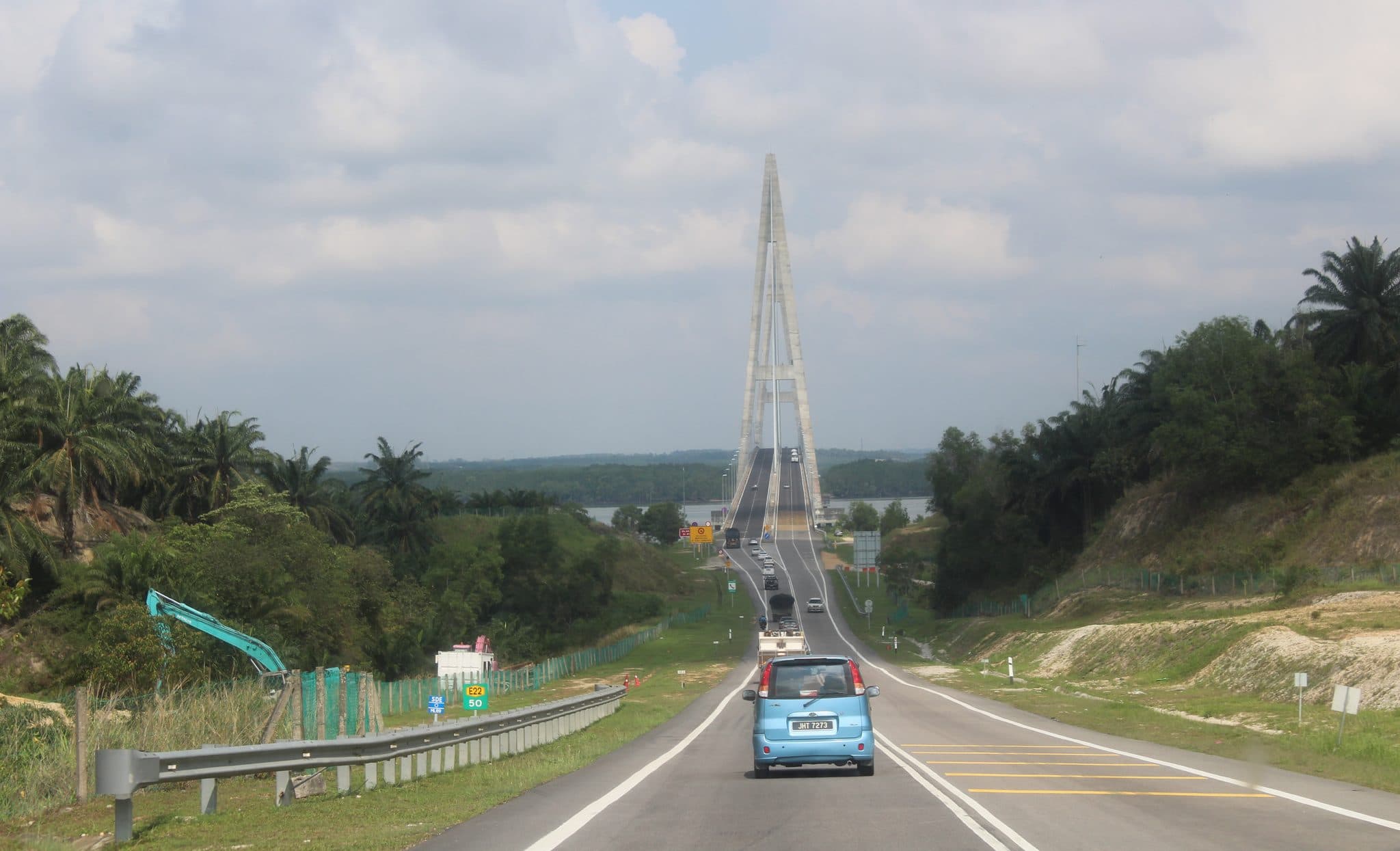 The Sungai Johor Bridge on the Senai–Desaru Expressway, the main road route to Desaru